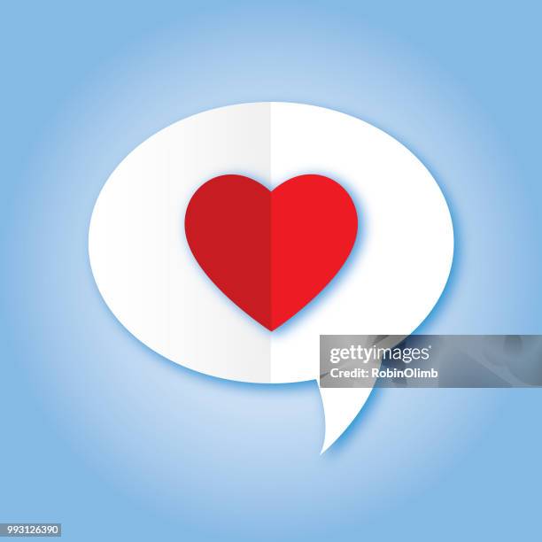 red folded heart speech bubble icon - robinolimb stock illustrations