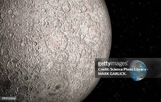 earth and moon, artwork - satellite view stock illustrations