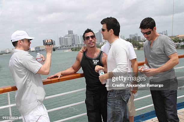 Donnie Wahlberg, Danny Wood, Jordan Knight and Jonathan Knight attend the New Kids On The Block Concert Cruise on May 14, 2010 in Miami Beach,...