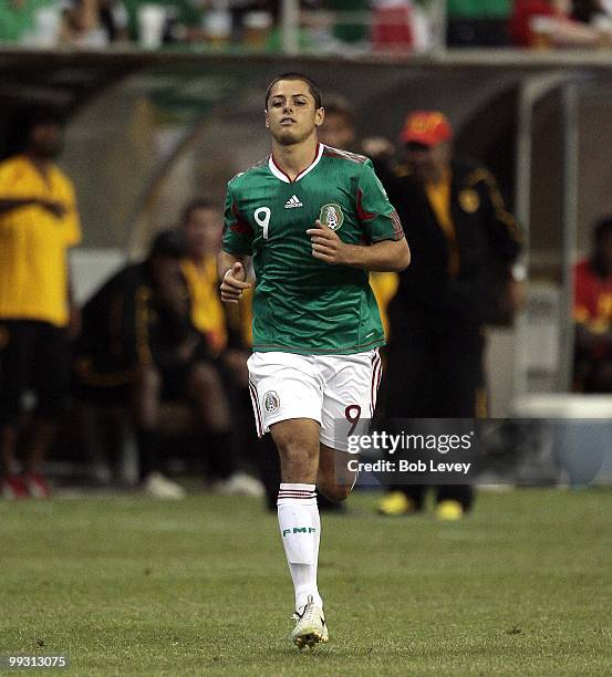 Javier Hernandez of Mexico enters the game against Angola in the second half at Reliant Stadium on May 13, 2010 in Houston, Texas.