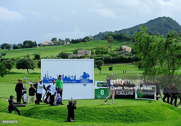 Gonzalo Fernandez - Castano of Spain plays his tee shot on the eighth hole during the second round of the Open Cala Millor Mallorca at Pula golf club...