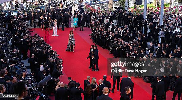 General view of the red carpet during the "Wall Street: Money Never Sleeps" Premiere at the Palais des Festivals during the 63rd Annual Cannes Film...