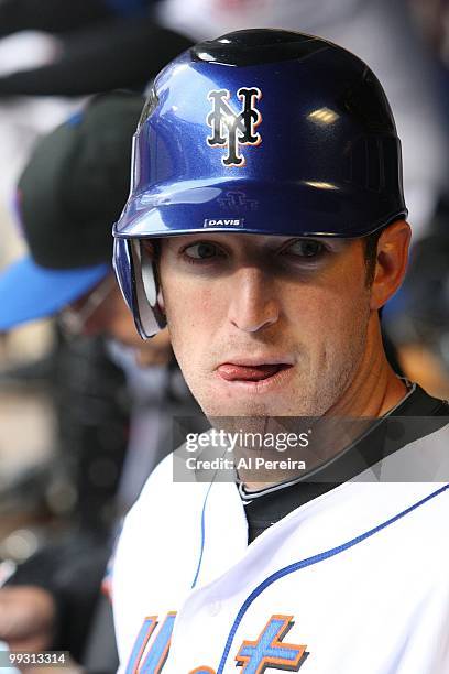 First Baseman Ike Davis of the New York Mets looks on against the Washington Nationals at Citi Field on May 12, 2010 in New York, New York. The...