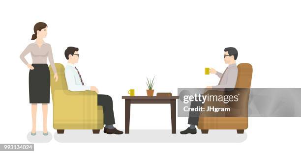 meeting with visitors - workbench stock illustrations