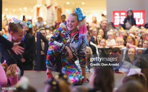 JoJo Siwa peforms live for fans at Westfield Parramatta on July 7, 2018 in Sydney, Australia.