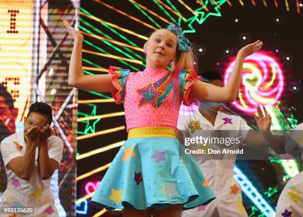 JoJo Siwa peforms live for fans at Westfield Parramatta on July 7, 2018 in Sydney, Australia.