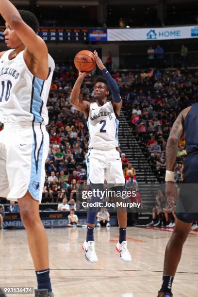 Kobi Simmons of the Memphis Grizzlies shoots the ball against the Utah Jazz on July 3, 2018 at Vivint Smart Home Arena in Salt Lake City, Utah. NOTE...