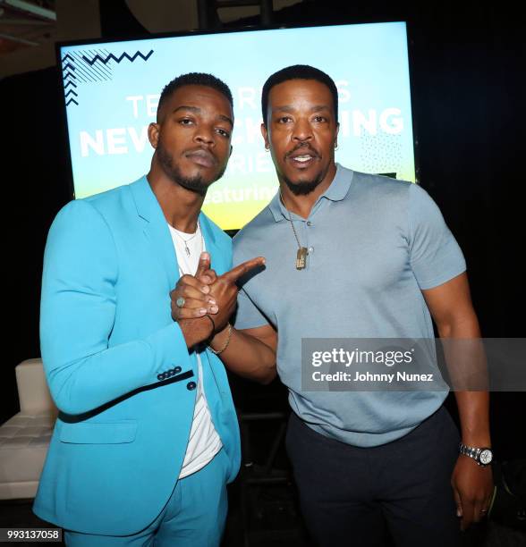 Stephan James and Russell Hornsby attend the 2018 Essence Festival - Day 1 on July 6, 2018 in New Orleans, Louisiana.