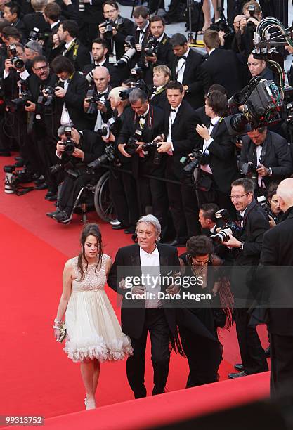 Actress Claudia Cardinale, actor Alain Delon and Anouchka Delon attend the "IL Gattopardo" Premiere at the Palais des Festivals during the 63rd...