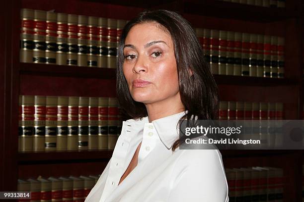 Actress Charlotte Lewis poses during a press conference on May 14, 2010 in Los Angeles, California. Charlotte Lewis alleges that she was sexually...