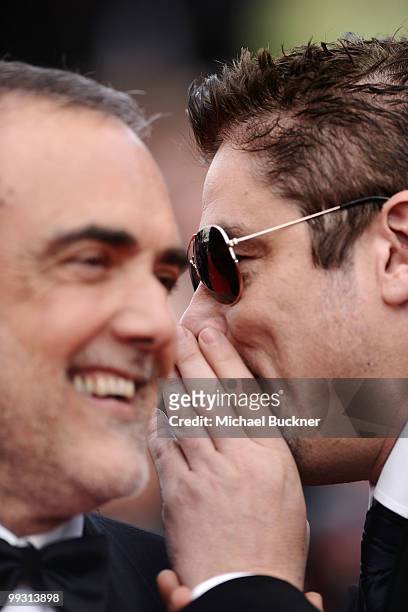 Jurors Alberto Barbera and Benicio Del Toro attend the "IL Gattopardo" Premiere at the Palais des Festivals during the 63rd Annual Cannes Film...