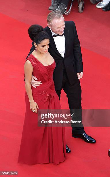 Francois-Henri Pinault and Salma Hayek attend the "IL Gattopardo" Premiere at the Palais des Festivals during the 63rd Annual Cannes Film Festival on...