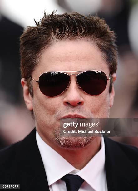 Jury member Benicio Del Toro attends the "IL Gattopardo" Premiere at the Palais des Festivals during the 63rd Annual Cannes Film Festival on May 14,...