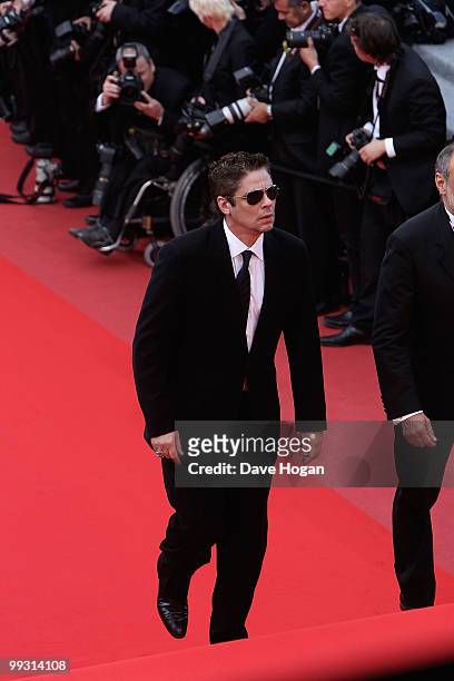 Jury member Benicio Del Toro attends the "IL Gattopardo" Premiere at the Palais des Festivals during the 63rd Annual Cannes Film Festival on May 14,...