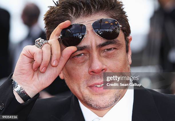 Jury member Benicio del Toro attends the "IL Gattopardo" Premiere at the Palais des Festivals during the 63rd Annual Cannes Film Festival on May 14,...