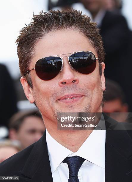 Jury member Benicio Del Toro attends the "IL Gattopardo" Premiere at the Palais des Festivals during the 63rd Annual Cannes Film Festival on May 14,...