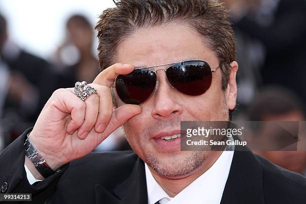 Jury member Benicio del Toro attends the "IL Gattopardo" Premiere at the Palais des Festivals during the 63rd Annual Cannes Film Festival on May 14,...