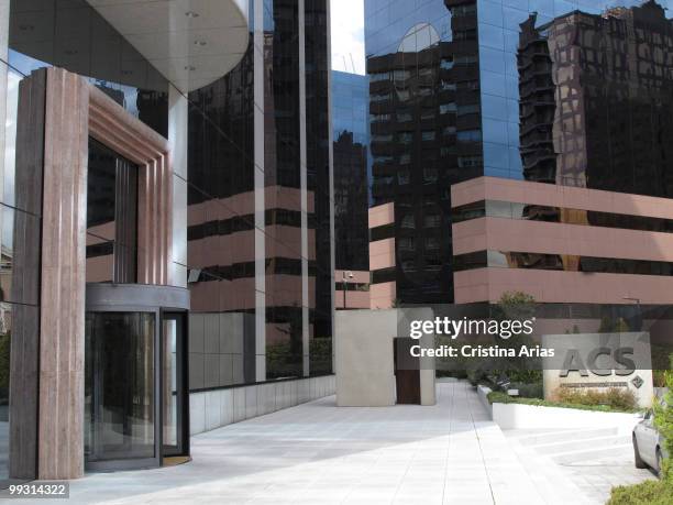 Entrance to the headquarter in Madrid of ACS Group , a development and construction of infraestructures and services company, Madrid, Spain, .