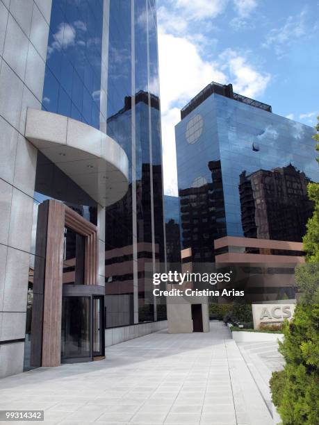 Entrance to the headquarter in Madrid of ACS Group , a development and construction of infraestructures and services company, Madrid, Spain, .