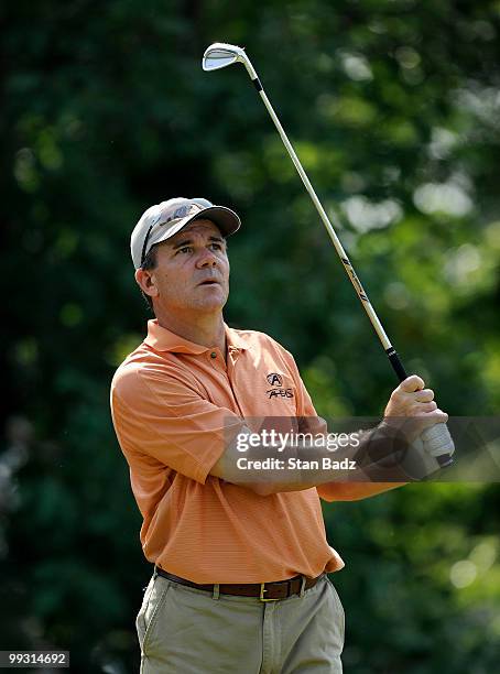 Scott Dunlap hits from the fourth tee box during the second round of the BMW Charity Pro-Am at the Thornblade Club held on May 14, 2010 in Greer,...