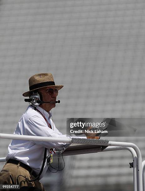 Team owner Jack Roush stands on top of the team hauler during practice for the NASCAR Sprint Cup Series Autism Speaks 400 at Dover International...