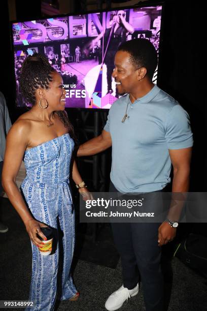 Regina King and Russell Hornsby attend the 2018 Essence Festival - Day 1 on July 6, 2018 in New Orleans, Louisiana.