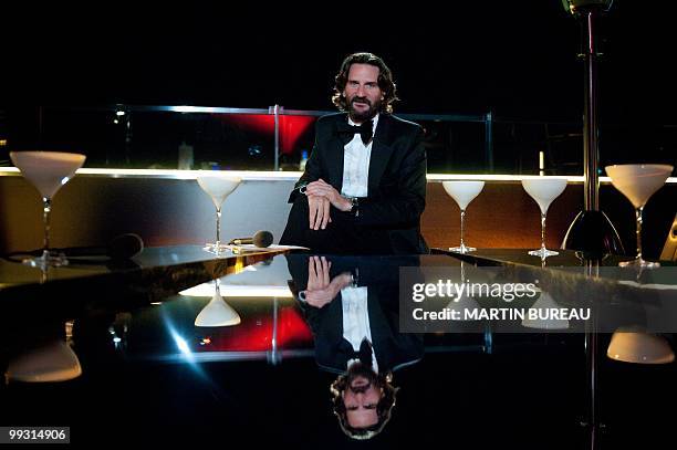 French writer and TV host Frederic Beigbeder poses during the recording of his TV program "Le Cercle" on May 14, 2010 in Cannes, at the 63rd Cannes...