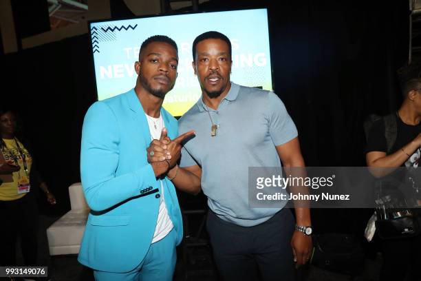 Stephan James and Russell Hornsby attend the 2018 Essence Festival - Day 1 on July 6, 2018 in New Orleans, Louisiana.