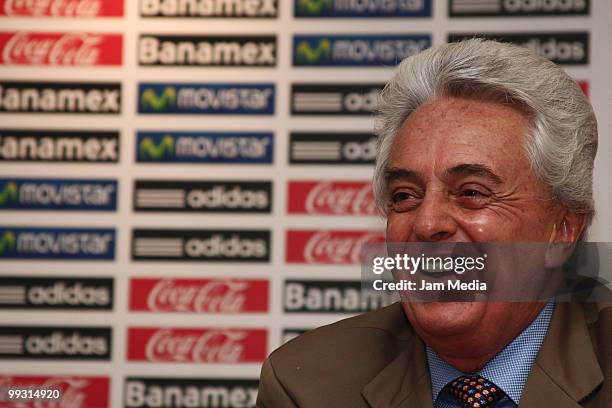 Justino Compean, Femexfut's President, attends the presentation of Bam Bam as Mexico's official song for the FIFA 2010 World Cup at FEMEXFUT on May...