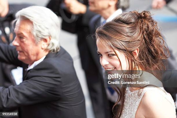 Anouchka Delon and Alain Delon attend the Premiere of 'Wall Street: Money Never Sleeps' on May 14, 2010 in Cannes, France.