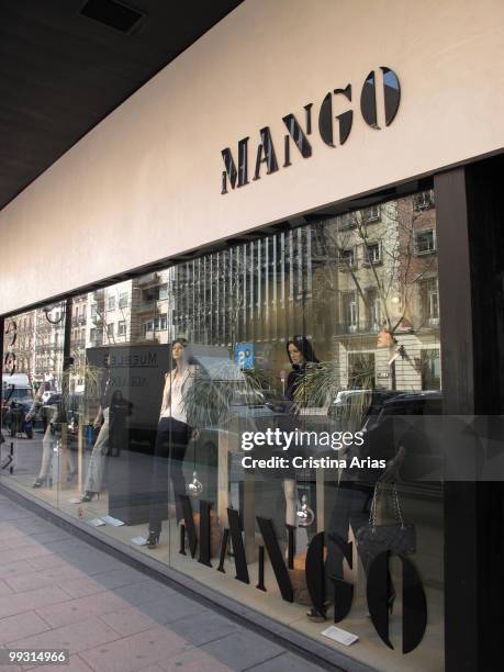 Mango shop in the Madrid´s Golden Mile, Barrio Salamanca, commercial area with luxury shops, Madrid, Spain, .