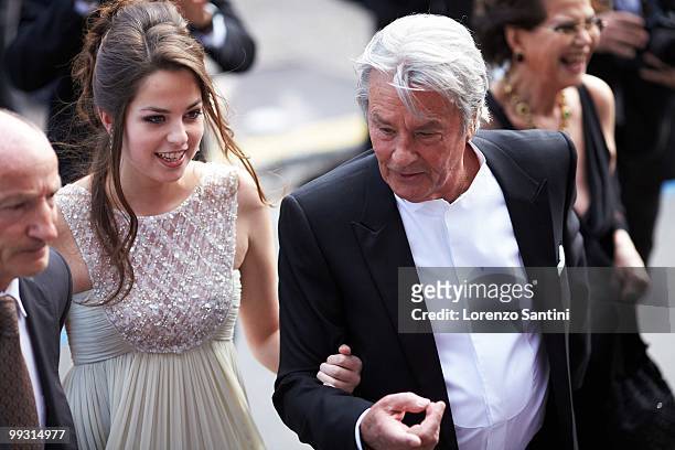 Anouchka Delon and Alain Delon attend the Premiere of 'Wall Street: Money Never Sleeps' on May 14, 2010 in Cannes, France.