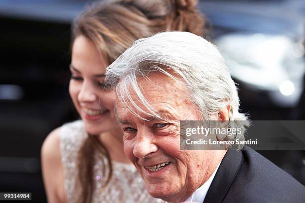 Anouchka Delon and Alain Delon attend the Premiere of 'Wall Street: Money Never Sleeps' on May 14, 2010 in Cannes, France.