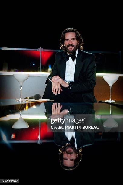 French writer and TV host Frederic Beigbeder poses during the recording of his TV program "Le Cercle" on May 14, 2010 in Cannes, at the 63rd Cannes...