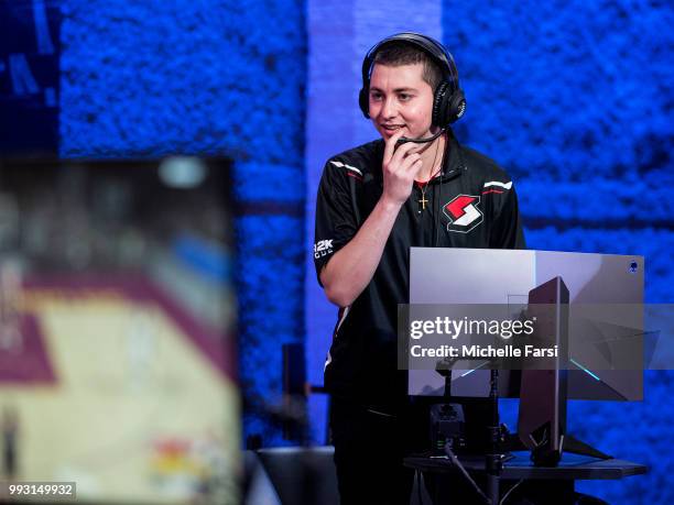 Mama Im Dat Man of Blazer5 Gaming looks on against Cavs Legion Gaming Club on June 30, 2018 at the NBA 2K Studio in Long Island City, New York. NOTE...