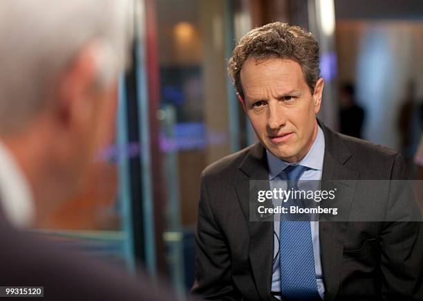 Timothy Geithner, U.S. Treasury secretary, speaks during an interview in Washington, D.C., U.S., on Friday, May 14, 2010. Geithner said he's...