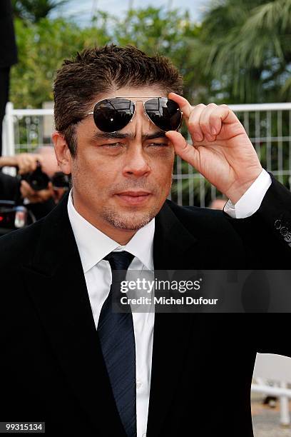 Benicio Del Toro attends the 'IL Gattopardo' Premiere at the Palais des Festivals during the 63rd Annual Cannes Film Festival on May 14, 2010 in...