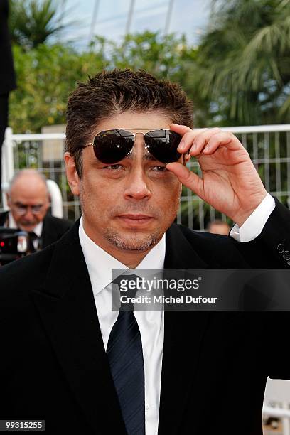 Benicio Del Toro attends the 'IL Gattopardo' Premiere at the Palais des Festivals during the 63rd Annual Cannes Film Festival on May 14, 2010 in...