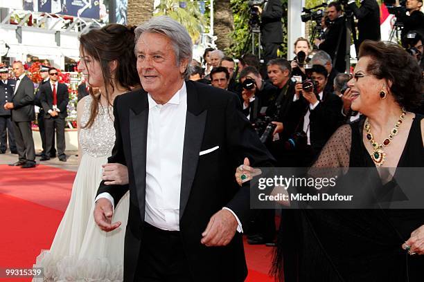 Claudia Cardinale, Alain Delon and Anouchka Delon attends the 'IL Gattopardo' Premiere at the Palais des Festivals during the 63rd Annual Cannes Film...