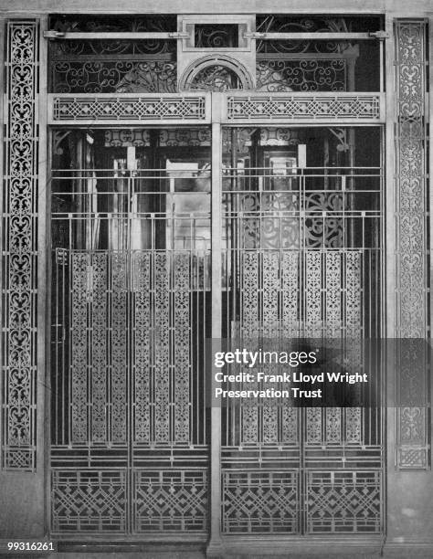 Rookery Building elevator grille designed by Frank Lloyd Wright, Chicago, Illinois, 1910.