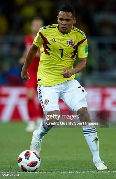 Carlos Bacca of Colombia controls the ball during the 2018 FIFA World Cup Russia Round of 16 match between Colombia and England at Spartak Stadium on...