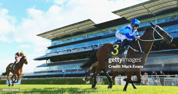 Rachel King on La Chica Bella wins race 4 during Sydney Racing at Royal Randwick Racecourse on July 7, 2018 in Sydney, Australia.