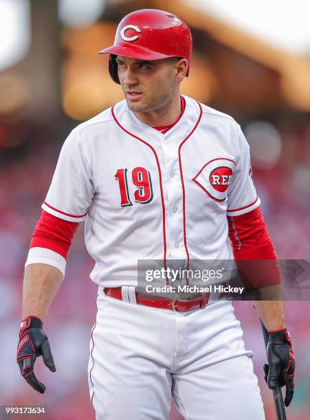 Joey Votto of the Cincinnati Reds is seen during the game against the New York Mets at Great American Ball Park on May 8, 2018 in Cincinnati, Ohio.