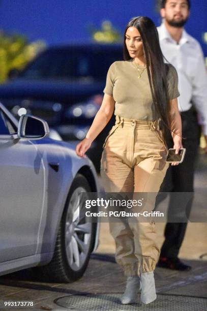 Kim Kardashian is seen leaving Nobu on July 06, 2018 in Los Angeles, California.