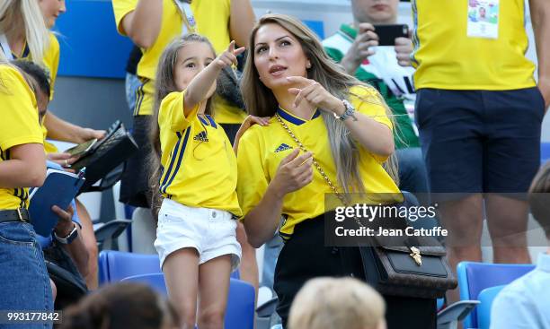 Wives and girlfriends of Swedish players attend the 2018 FIFA World Cup Russia group F match between Sweden and Korea Republic at Nizhniy Novgorod...