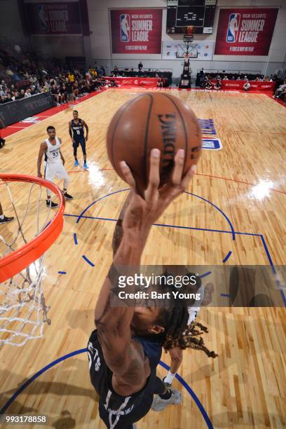 Emanuel Terry of the Denver Nuggets dunks the ball against the Minnesota Timberwolves during the 2018 Las Vegas Summer League on July 6, 2018 at the...
