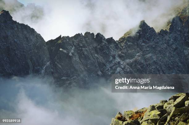 a fog performance on the top of mountains - anna maria stock pictures, royalty-free photos & images