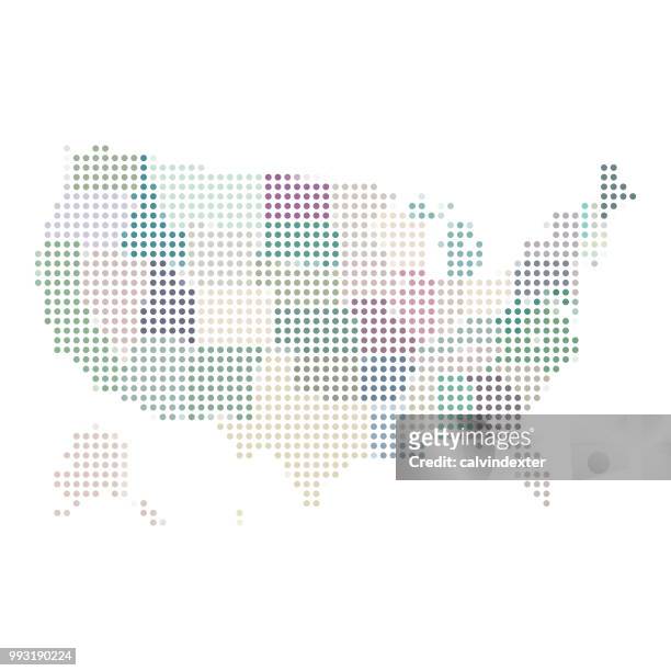 usa map built rounds shapes - united states map black and white stock illustrations