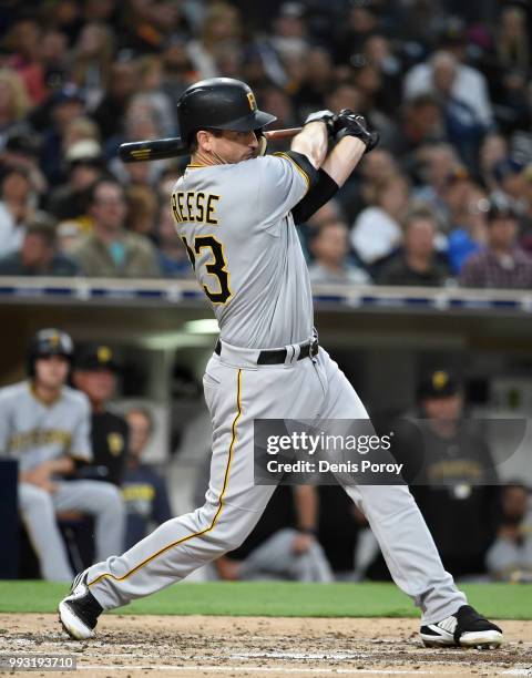 David Freese of the Pittsburgh Pirates plays during a baseball game against the San Diego Padres at PETCO Park on June 29, 2018 in San Diego,...