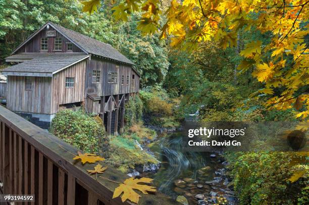 autumn at cedar creek grist mill - cedar river stock pictures, royalty-free photos & images